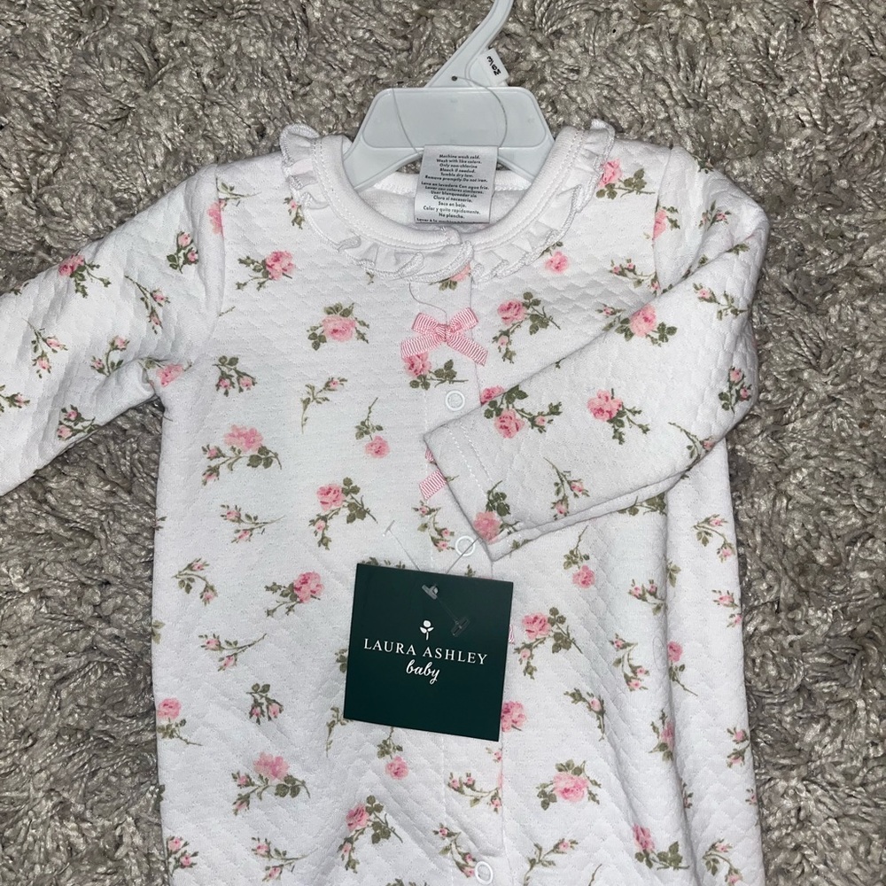 Laura Ashley button closure footie pajamas